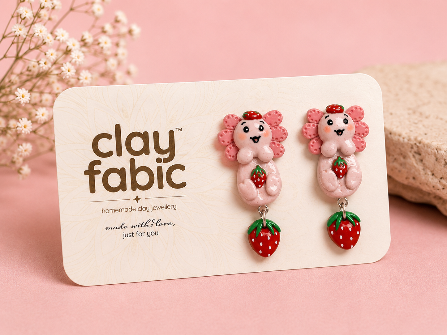 Berry Bliss Axolotl Drop Earrings