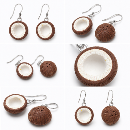 Coconut Shell Drop Earrings