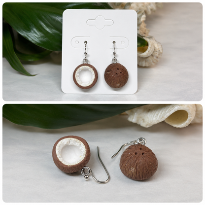 Coconut Shell Drop Earrings