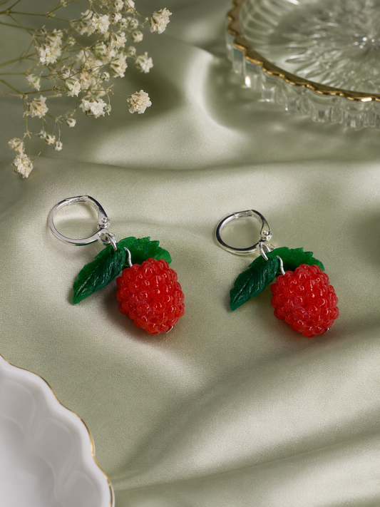 Raspberry Hoop Earrings